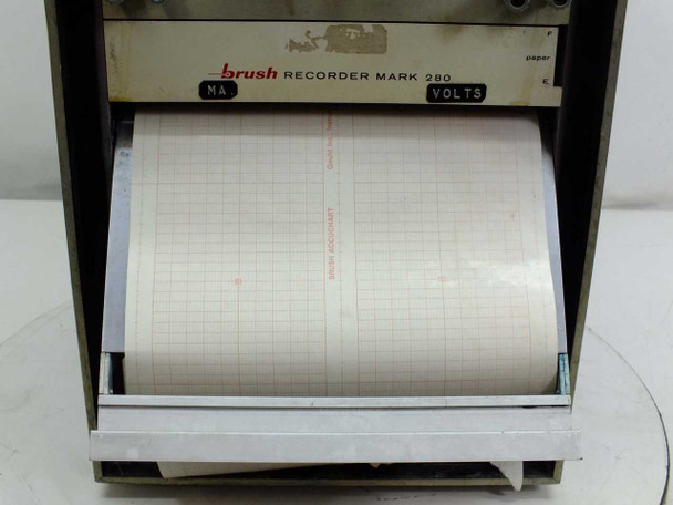 Brush Recorder Mark 280 chart paper close-up showing loaded roll of graph paper in the recorder