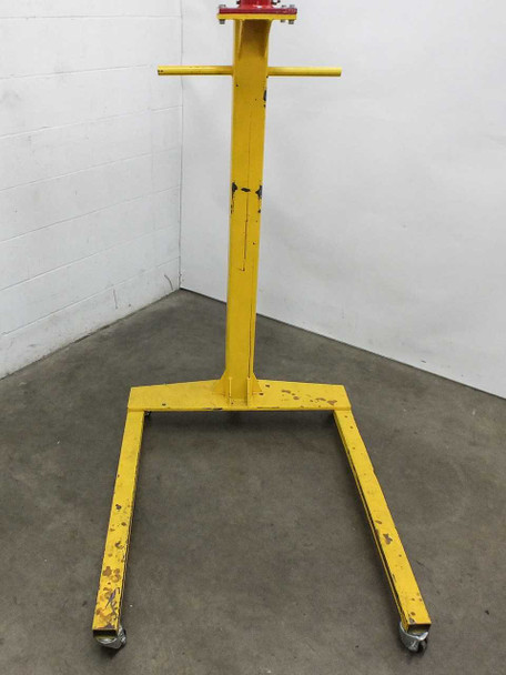 Thern 5122 yellow wheel base front view – U-shaped steel base frame with caster wheels, column removed