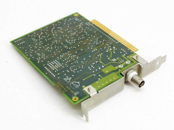 IBM 53F4634 ISA 3270 coax card — reverse/solder side view with ISA gold edge connector and BNC bracket port