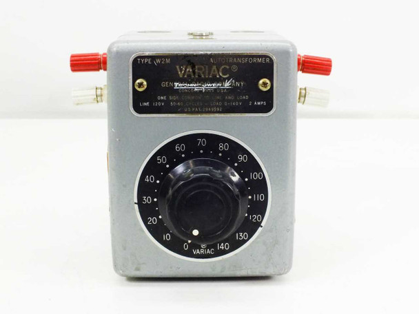 General Radio W2M Variac autotransformer — front view showing full graduated dial scale from 0 to 140 and red binding posts