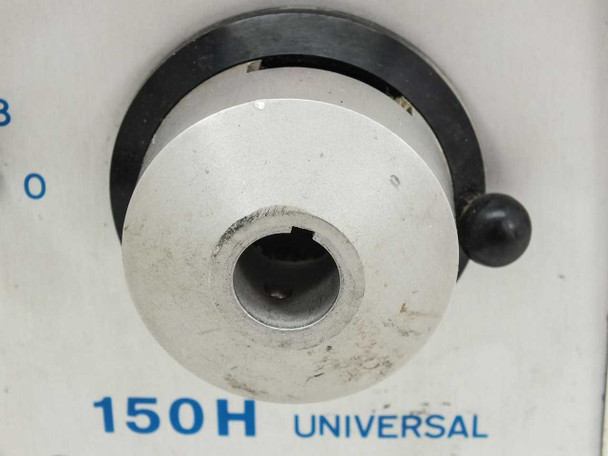 Close-up of the 15mm fiber optic output port on the Kramer Scientific 150H showing the circular aperture and locking ring with thumb screw