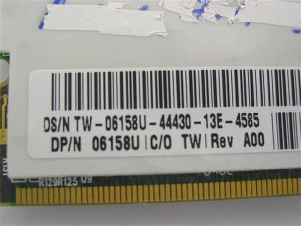 Dell 06158U modem card – bottom label showing Dell part number DPN 06158U Rev A00 and serial barcode