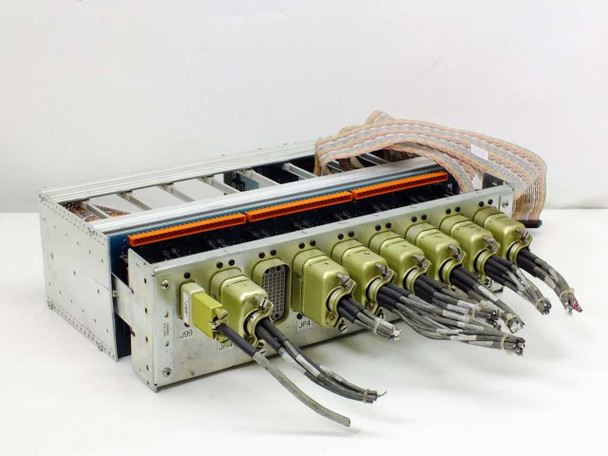 First Light Technology I/O chassis rear view showing multiple multi-pin circular connectors and outgoing cables