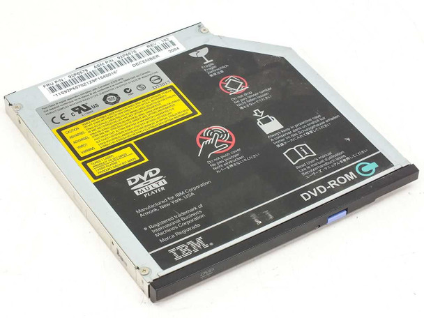 IBM 92P6579 slim DVD-ROM drive – top label view showing IBM branding and DVD Multi Player logo