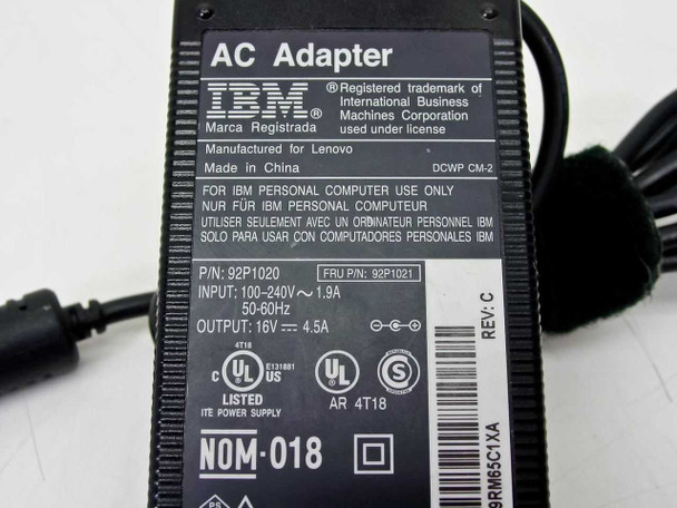 IBM 92P1021 16VDC 4.5 Amp AC Barrel Plug AC Adapter for Laptops - DCWP CM-2