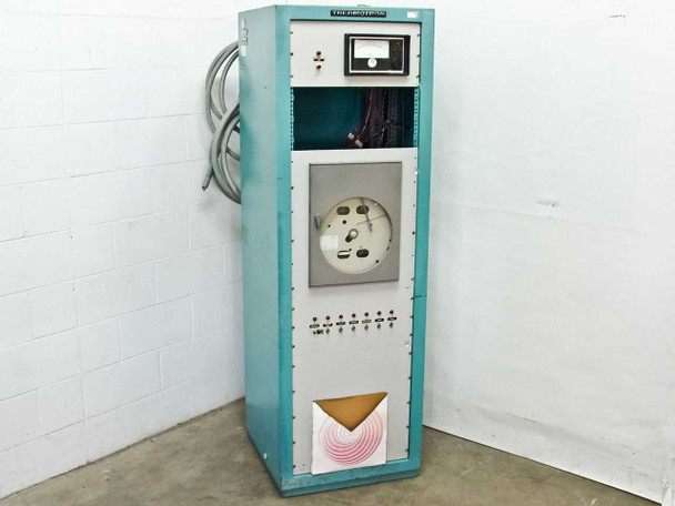 Thermotron Console Productsaver environmental chamber controller – full front view showing teal cabinet with analog meter panel and Honeywell recorder door