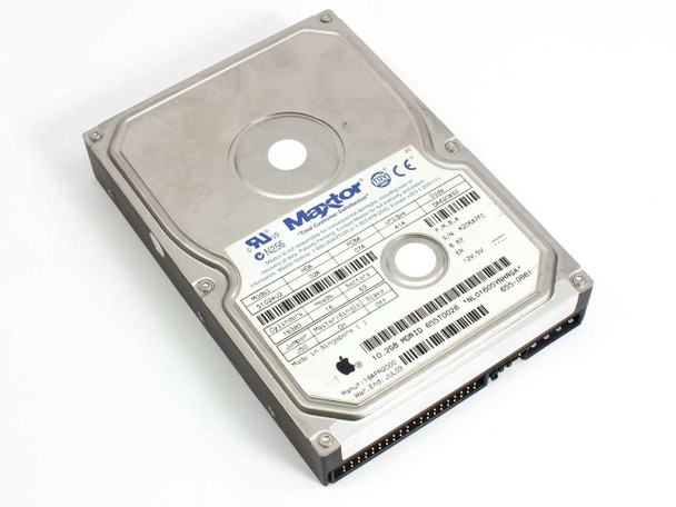 Maxtor 5102U2 10.2GB 3.5" IDE hard drive – top label view showing Maxtor branding, Apple logo, and part number 655T0026