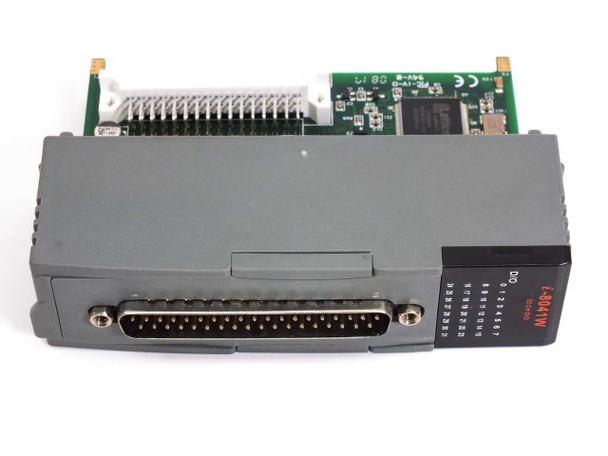 ICP DAS I-8041W 32-channel DO module – bottom view showing DB37 connector, PCB with CE marking, and I-8000 bus connector