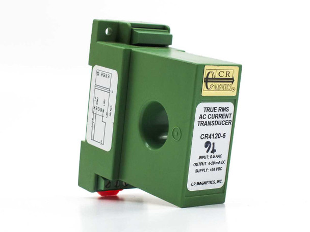 CR Magnetics CR4120-5 True RMS AC Current Transducer – angled front-right view showing label with model number and specifications