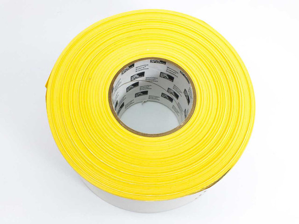 Zebra Z-Select 4000D 4x8 label roll close-up showing yellow backing and inner core label