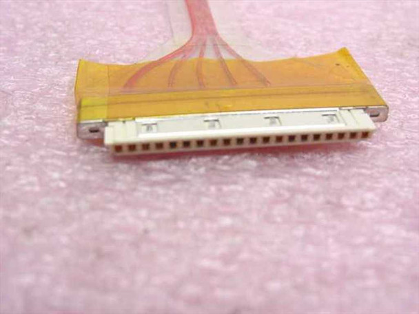 Toshiba DC025034300 LCD harness display-end flat flex ribbon connector showing multi-pin ZIF socket detail