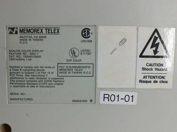 Memorex Telex 3050-T right side profile and monitor base