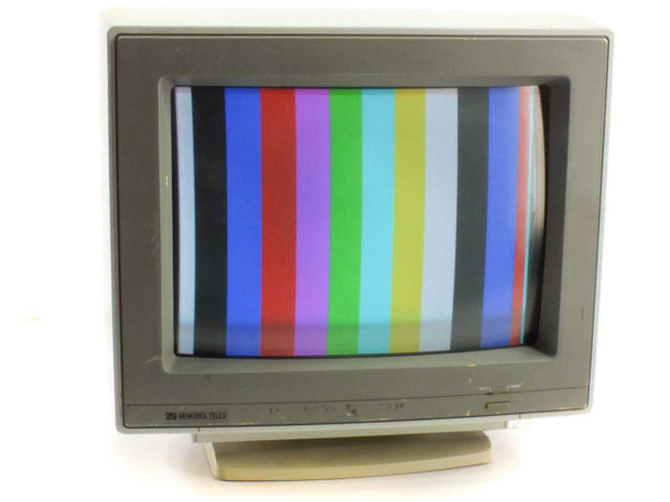 Memorex Telex 3050-T 14-inch CRT monitor front face showing VGA display screen