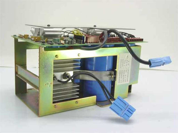 IBM System/36 Model 5360 Power Filter Assembly ASM 2777304 – front-right three-quarter view showing blue capacitor, heatsink fins, and blue connector harness