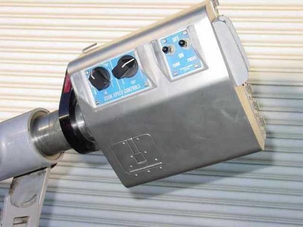 Zoom speed controls housing — front panel with In/Out zoom knobs, On/Off/Focus/Zoom switch panel
