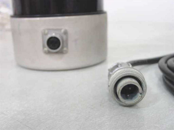 Close-up of the multi-pin circular power connector on the chronograph viewer body and the mating cable connector end