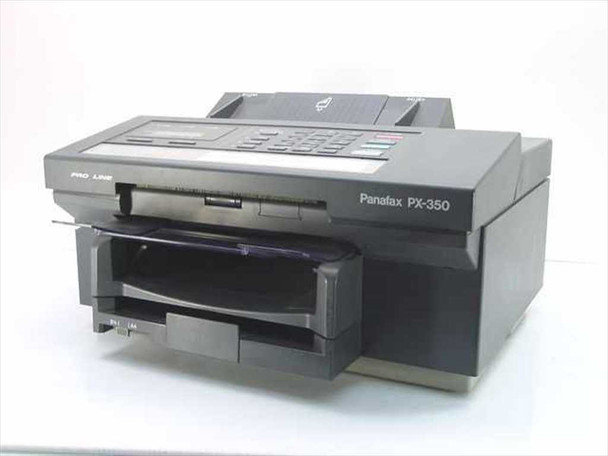 Panasonic Panafax PX-350 inkjet fax machine — front and right-side view showing paper tray extended and Pro Line branding