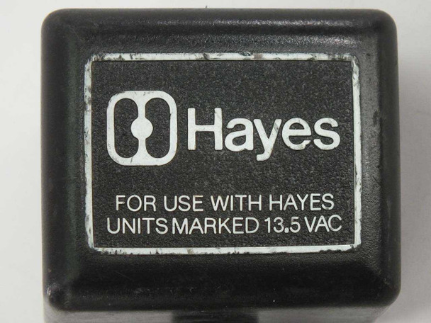 Hayes 52-00005 power supply — label reading 'For Use With Hayes Units Marked 13.5 VAC'
