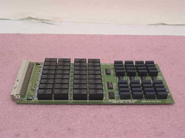 Maxsys Technologies 0465-3700-3-001 relay board PCB — top-side view showing multiple rows of black relay components and edge connector