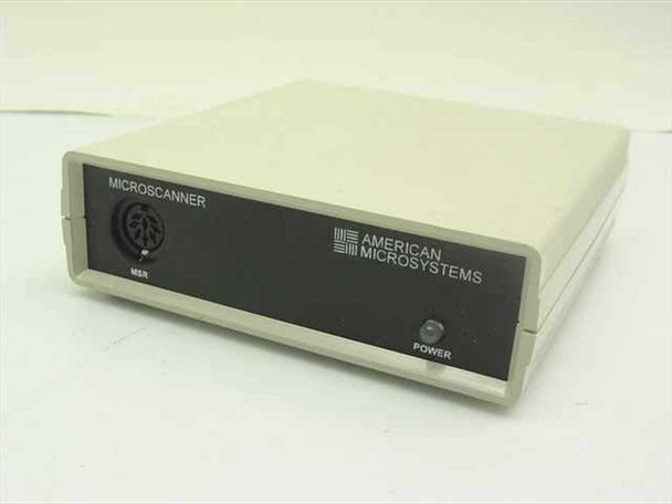 American Microsystems Microscanner MSR dual track magnetic card reader — front panel showing DIN MSR connector port and power indicator light