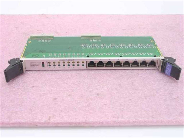 Znyx Networks ZX4008AB-A5 8-port cPCI Ethernet hub board — front panel showing eight RJ45 ports and status LEDs