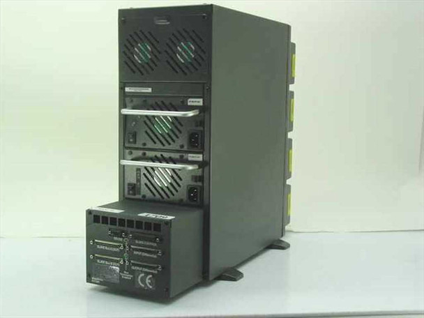 Megadrive EV-200 rear view showing two redundant hot-swap power supplies with IEC inlets and dual cooling fans