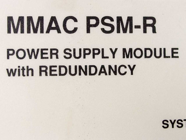 Cabletron MMAC PSM-R label closeup reading Power Supply Module with Redundancy
