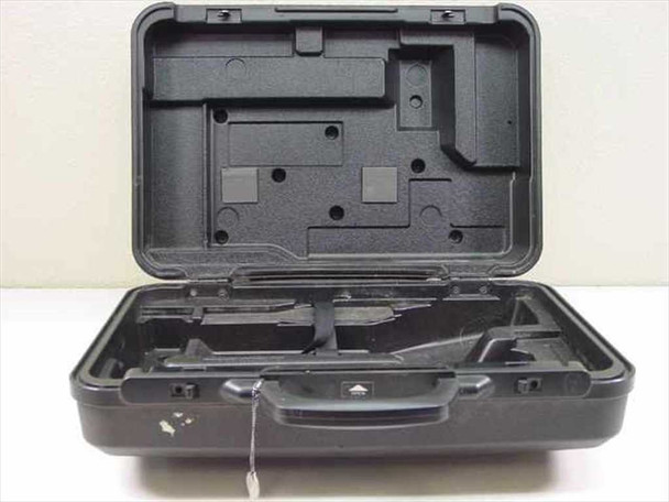 Unbranded hard shell carry case open view showing custom molded plastic interior compartments