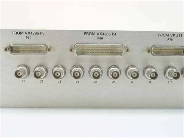 Tektronix IGS-1614-60 front panel close-up – left section showing D-Sub 50-pin connectors P50 and P60 labeled FROM VX4385 P5 and P4, with BNC connectors J1 through J10