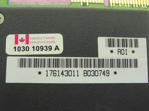 Sony 176143011 modem card label closeup showing part number 176143011, Industry Canada certification 1030 10939 A, and revision A01