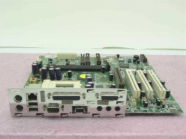 ASUS CUSL-LE PGA370 MicroATX motherboard front view showing I/O panel with PS/2, USB, serial, parallel, LAN, and audio ports