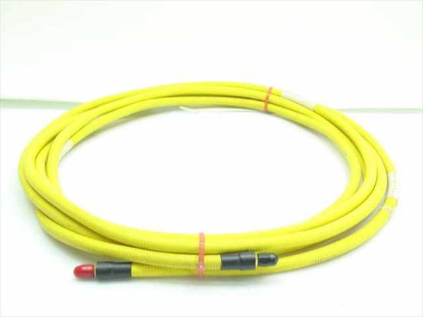 Flexco Microwave 52214 16 GHz SMA coaxial cable 18 ft yellow jacket coiled with red protective cap on one connector