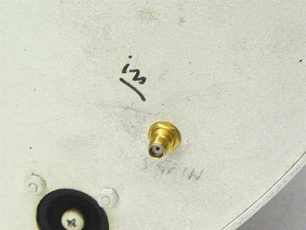AU323-5 enclosure bottom panel showing SMA connector labeled SAT IN with handwritten markings