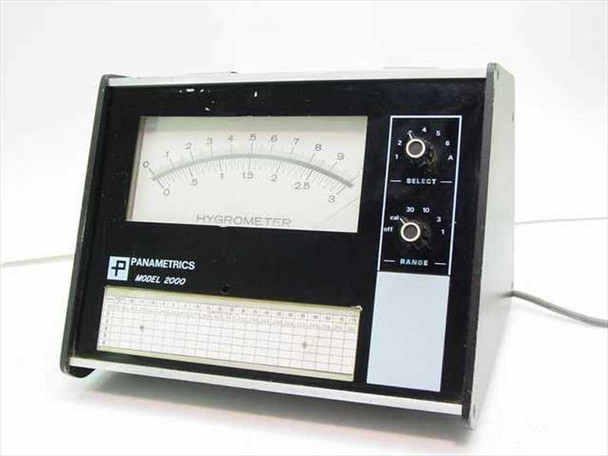 Panametrics Model 2000 Hygrometer — front panel view showing analog meter display, SELECT and RANGE rotary switches