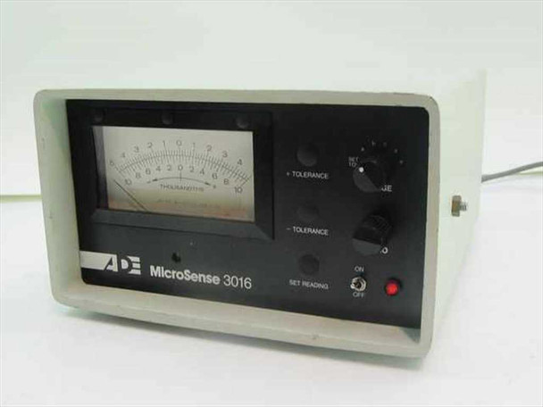 ADE MicroSense 3016 Tolerance Measurement Unit — front panel view showing analog thousandths gauge, + Tolerance, - Tolerance controls, Set Reading switch, Range knob, and power indicator