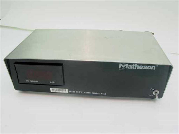 Matheson 8160 Mass Flow Meter front panel showing LED display reading AIR in SCCM and power switch