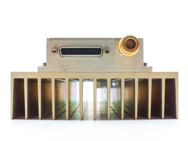 MSE CPA 6010EF – rear/bottom view showing DB-25 control connector, SMA connector, and exposed heatsink fin array