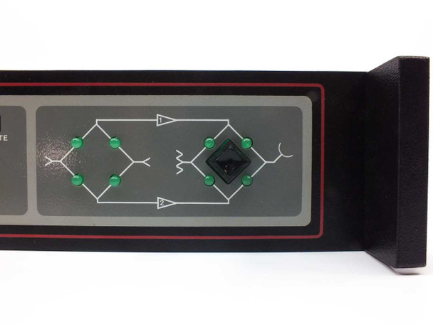 Varian VJW6703AR00 front panel right section – directional switch schematic diagram with green LEDs indicating switch path positions 1 and 2
