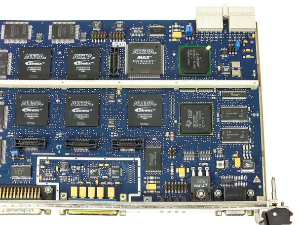 Altera Stratix FPGA Board – close-up of lower FPGA array showing three additional Stratix EP1S25F672C6 devices and DSP chip