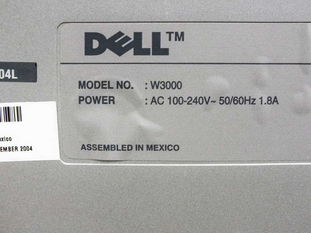 Dell W3000 rating label — Model W3000, Power AC 100-240V 50/60Hz 1.8A, Assembled in Mexico, November 2004