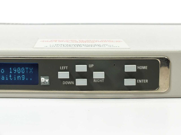 ARG 1900 Receiver front panel close-up showing navigation buttons: Left, Right, Up, Down, Home, Enter, and Rx button