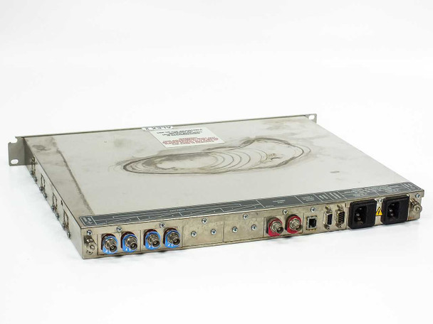 ARG 1900 Transmitter 1945-EQTX2-BOM – rear and top angled view showing BNC connectors, IEC power inlets, DB9, and RJ45 ports with visible surface wear on top cover