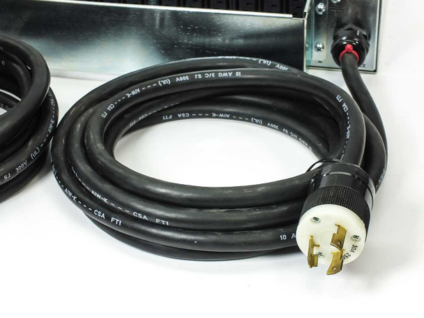 Techniques PT630D second included twist-lock power cable showing NEMA twist-lock plug and 10 AWG cable markings