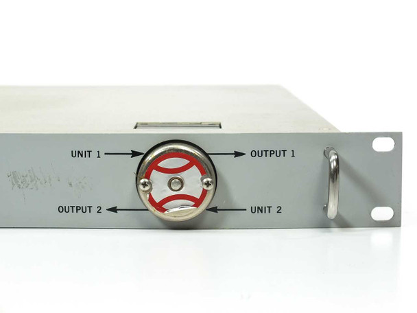 LNR 506011300-2 right-side front panel – baseball-style RF switch with Unit 1/2 inputs and Output 1/2 ports