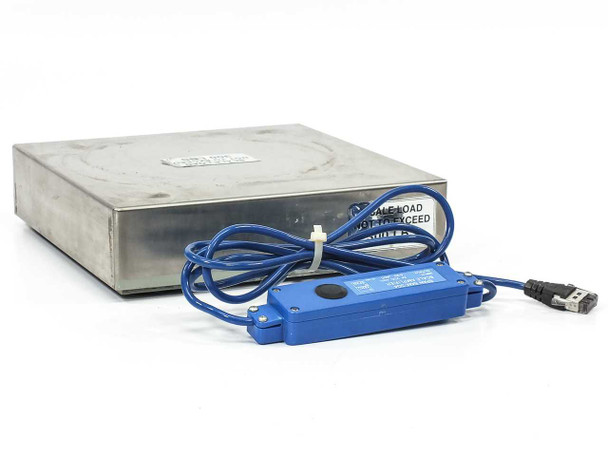 SPAN GCS-304 scale platform top and side with SAM-304 blue scale amplifier module laid out in front