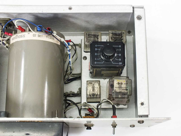 Interior transformer label showing Vol 120, 60Hz, date code markings, and wiring harness