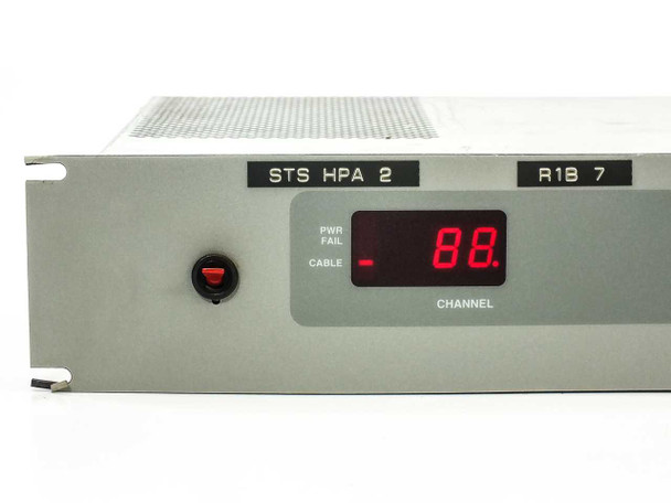 Varian VJW1454R1 front panel close-up — STS HPA 2 and R1B 7 labels, red LED CHANNEL display showing 88, PWR FAIL and CABLE indicators