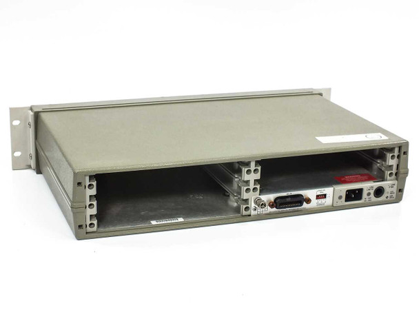 HP 3488A rear view showing empty card slots, HP-IB GPIB connector, and IEC power inlet