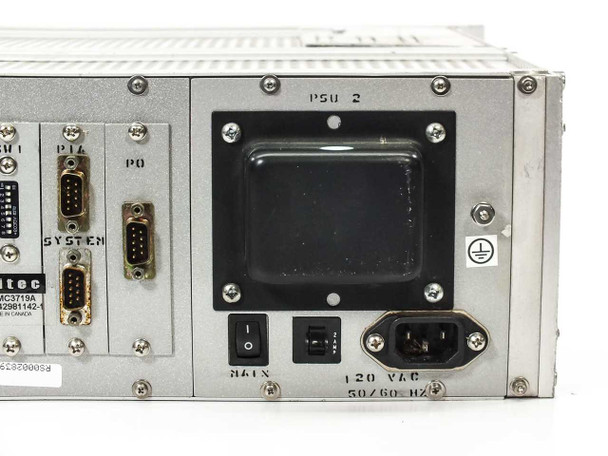 Mitec MC3719A rear panel PSU 2 section showing second power module, IEC inlet, and 120 VAC 50/60 Hz rating label