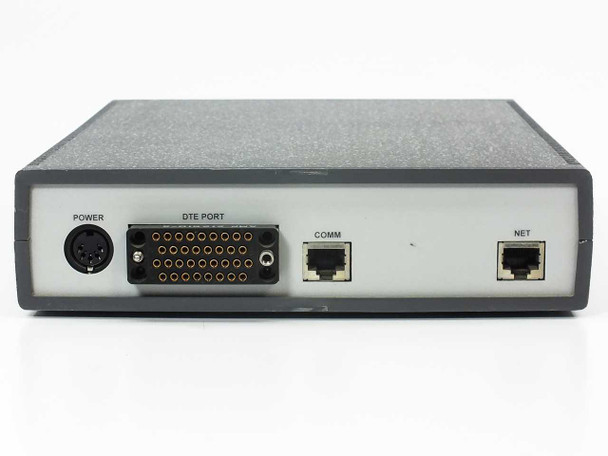 Sync D-FRAP rear panel close-up showing DIN power, DB-25 DTE port, COMM and NET RJ-45 ports